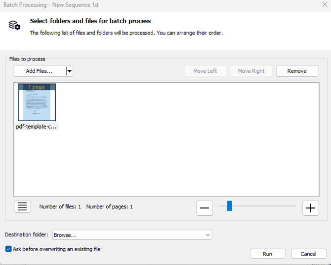 Batch Processing Settings