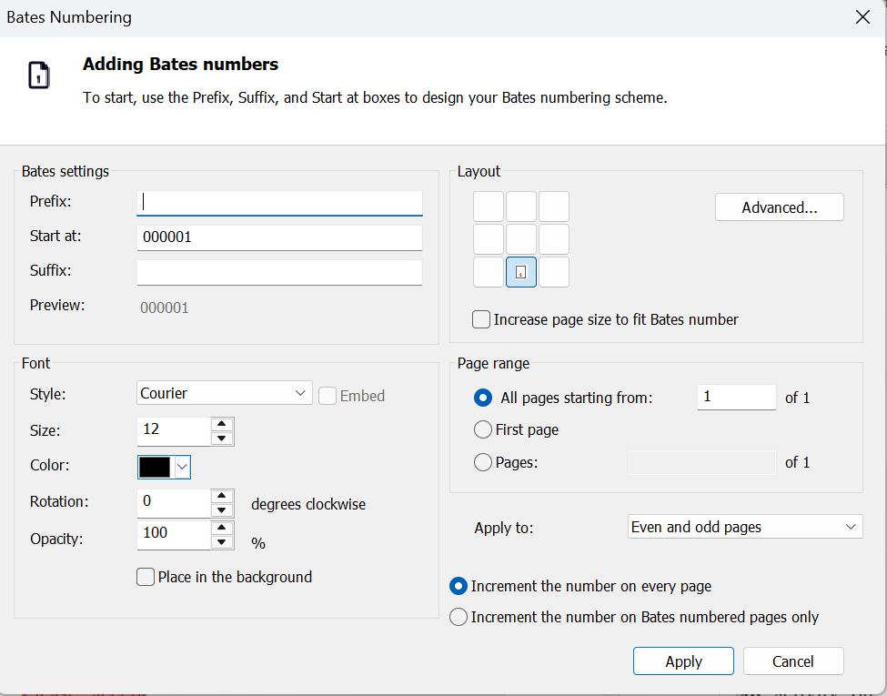 Bates Numering Multiple Files