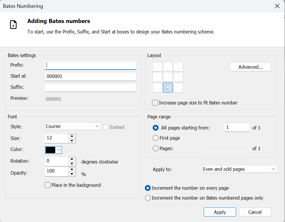 Bates Numering