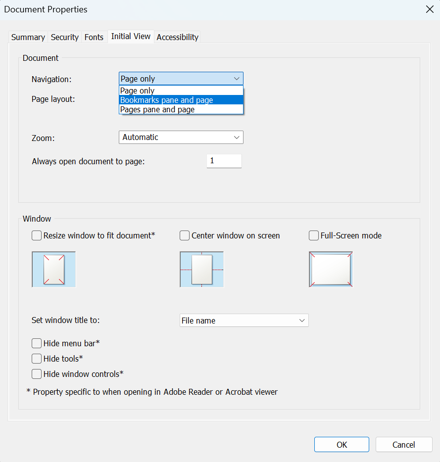 Bookmark Pane and Page