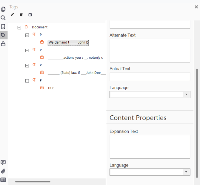 Content properties