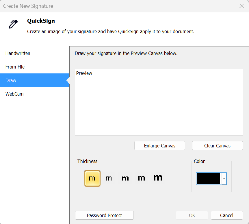 Create New Signature Draw