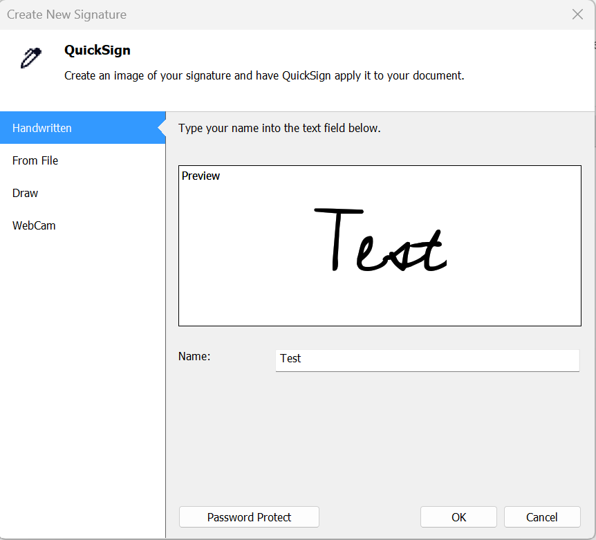 Create New Signaure Handwritten