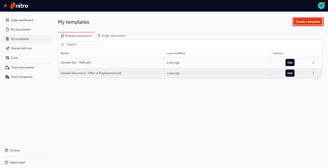 Create a Signing Template 1