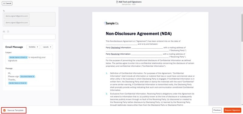 Create a Signing Template