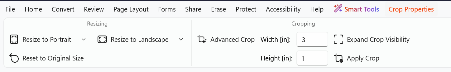 Crop Properties tab