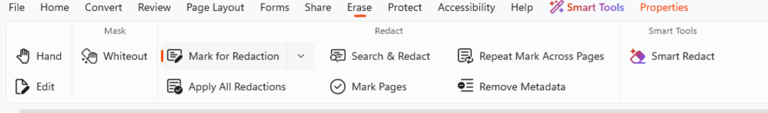 Erase tab