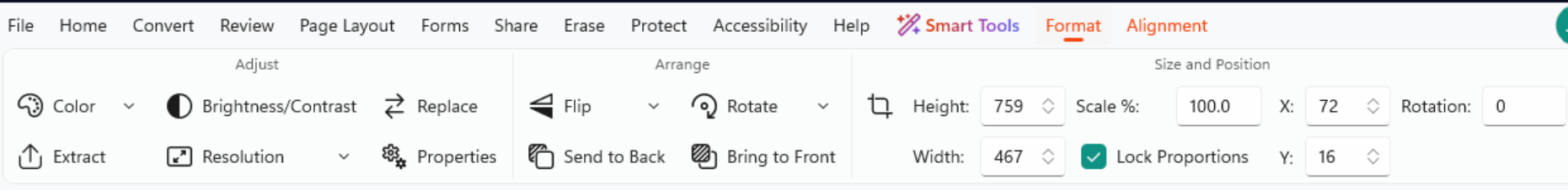 Format Ribbon Arrange Image