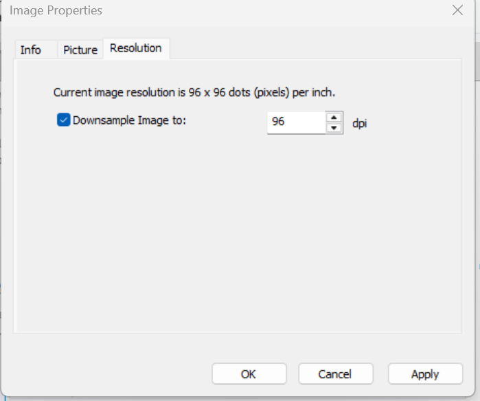 Image properties downsampling