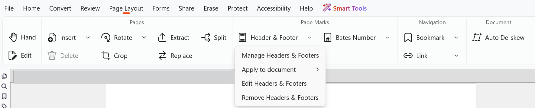 Manage Headers and Footers