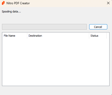 Nitro PDF Creator dialog