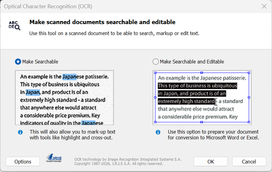 OCR Make Searchable and Editable