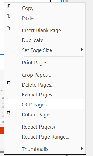 OCR pages tab