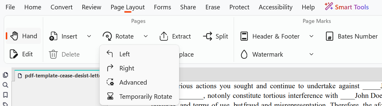 Page Layout Rotate
