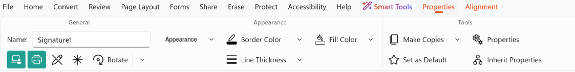 Properties Digital Signature