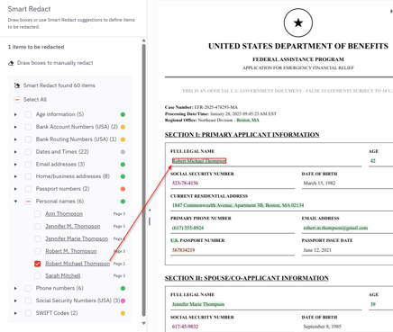 Redaction marks appear