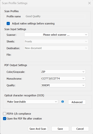 Scan Profile Settings