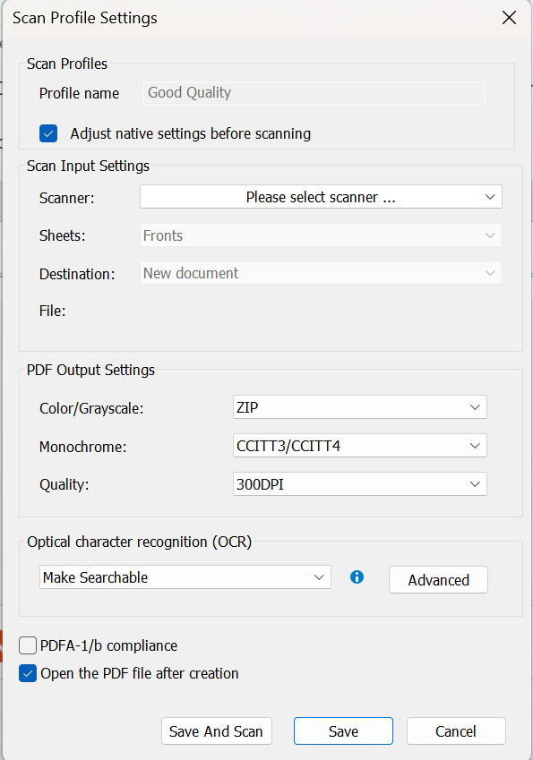 Scan Settings