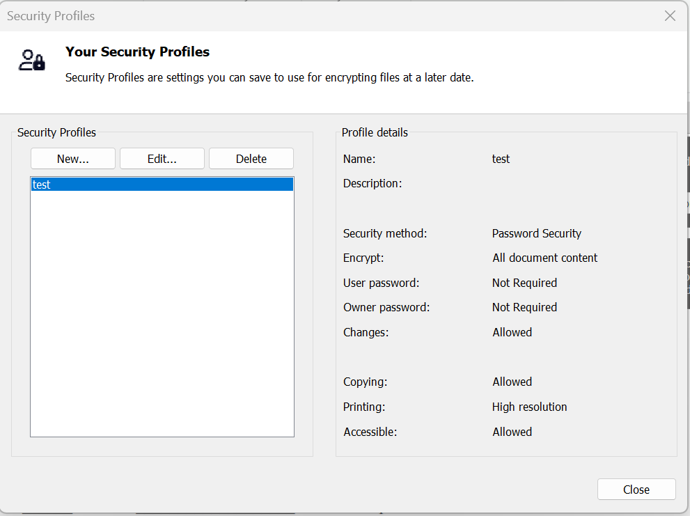 Security Profiles