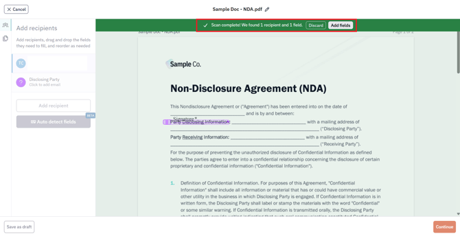 Send with auto detect 3