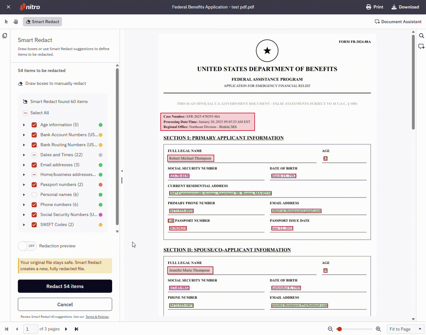 Turn on the Redaction preview