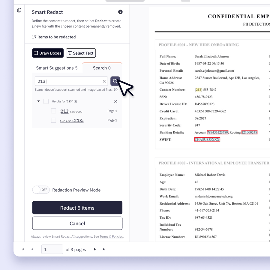 Redacted Entry Pass Smart Redact: Instant PII Removal | Secure Document Redaction by Nitro