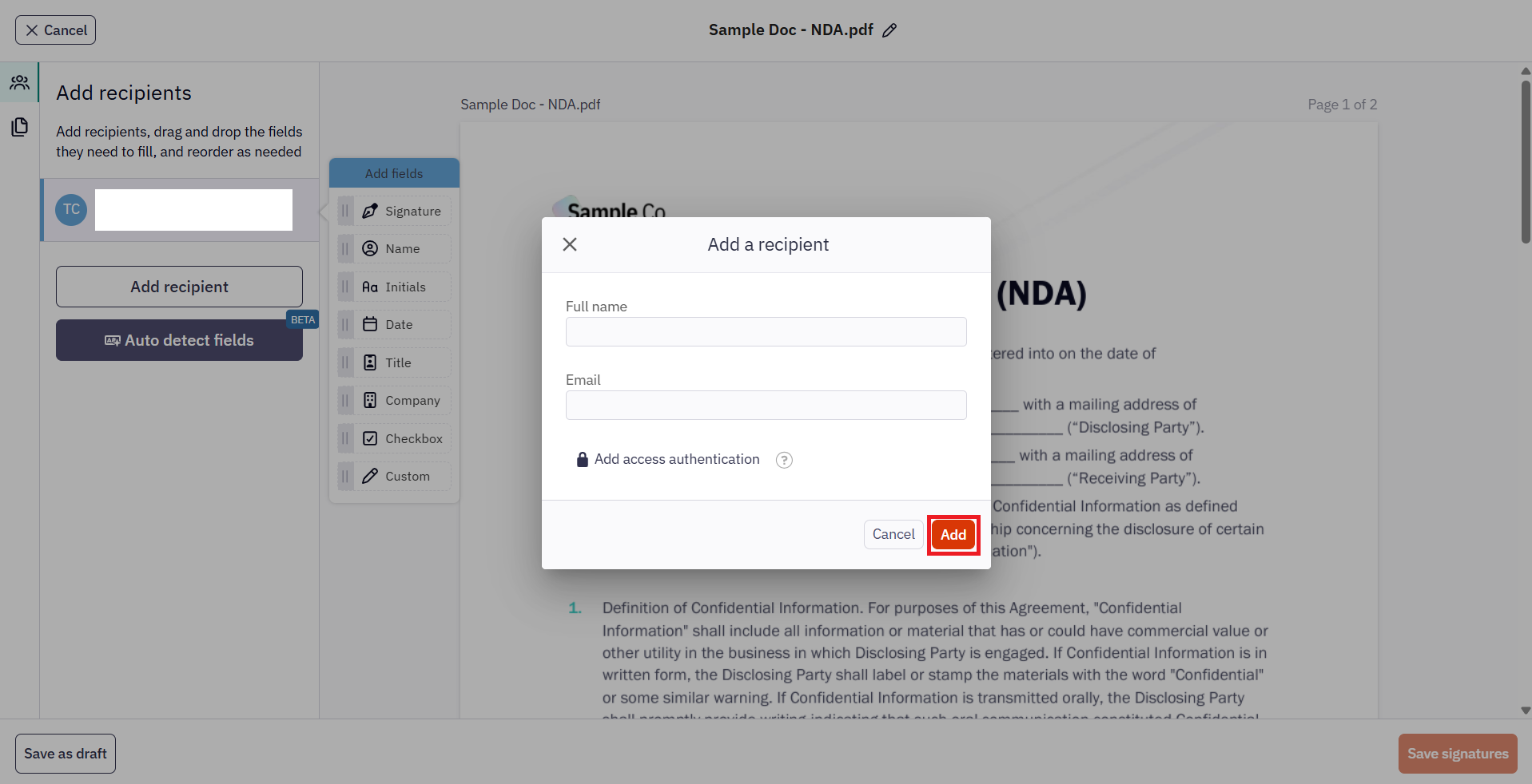Send an eSignature Request