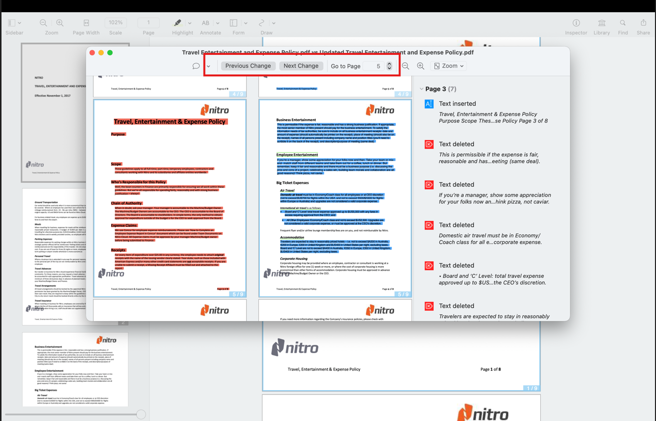 Difference Document Document Comparison