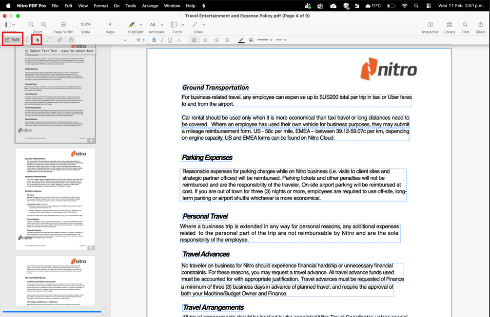 Editing Text Blocks