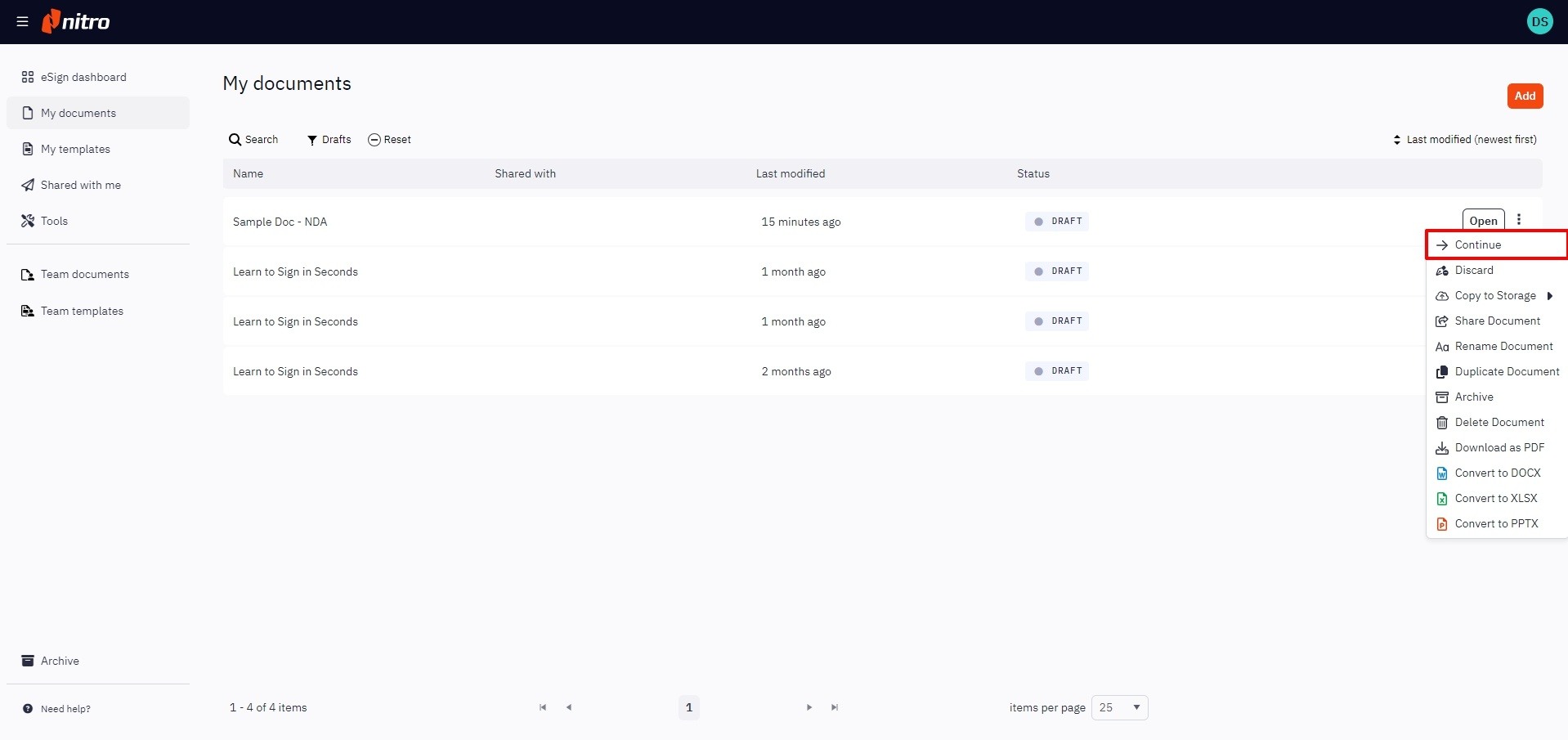 Save eSignature Request Drafts/Save eSignature Request Drafts_Continue working on a saved draft_Step 4.jpg