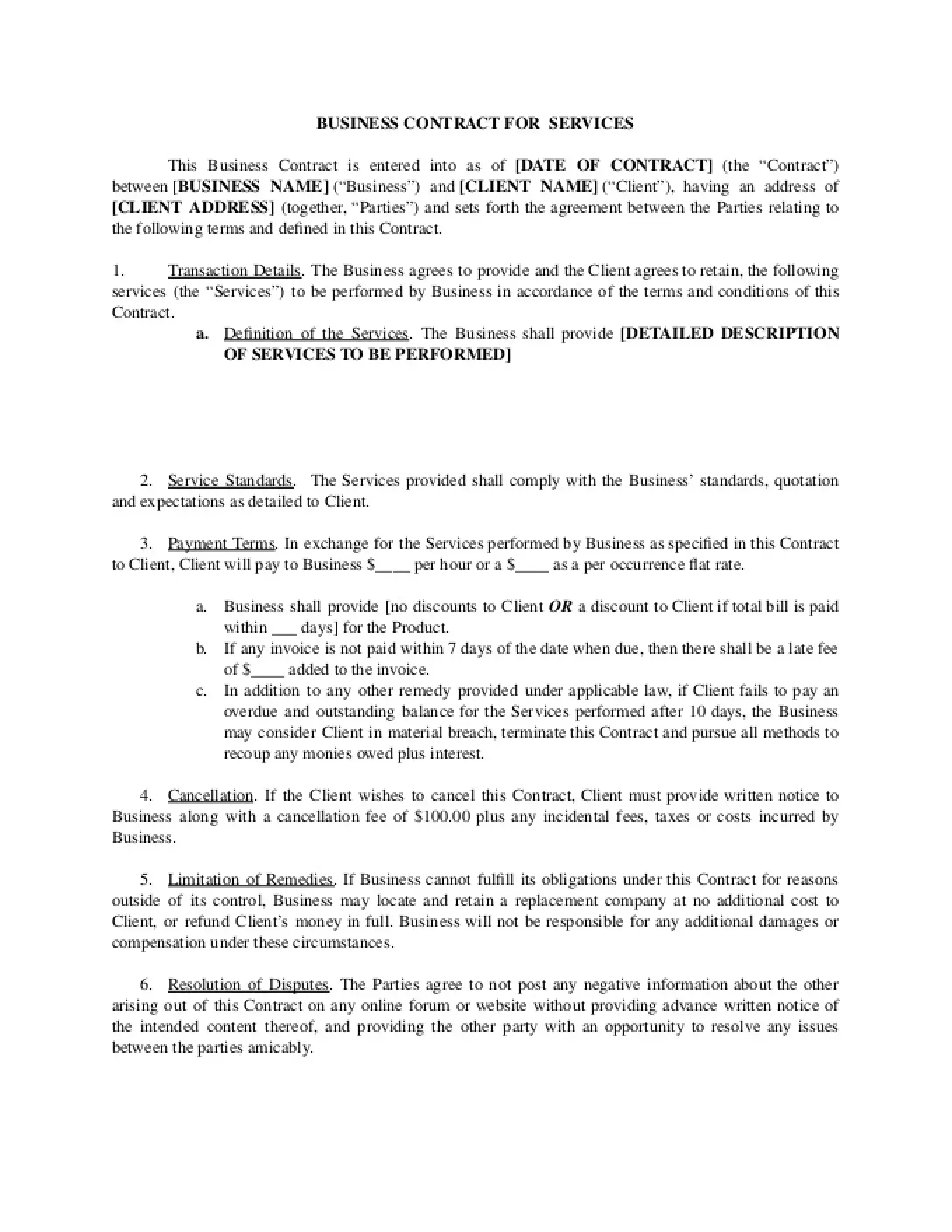 Contract for Services Template