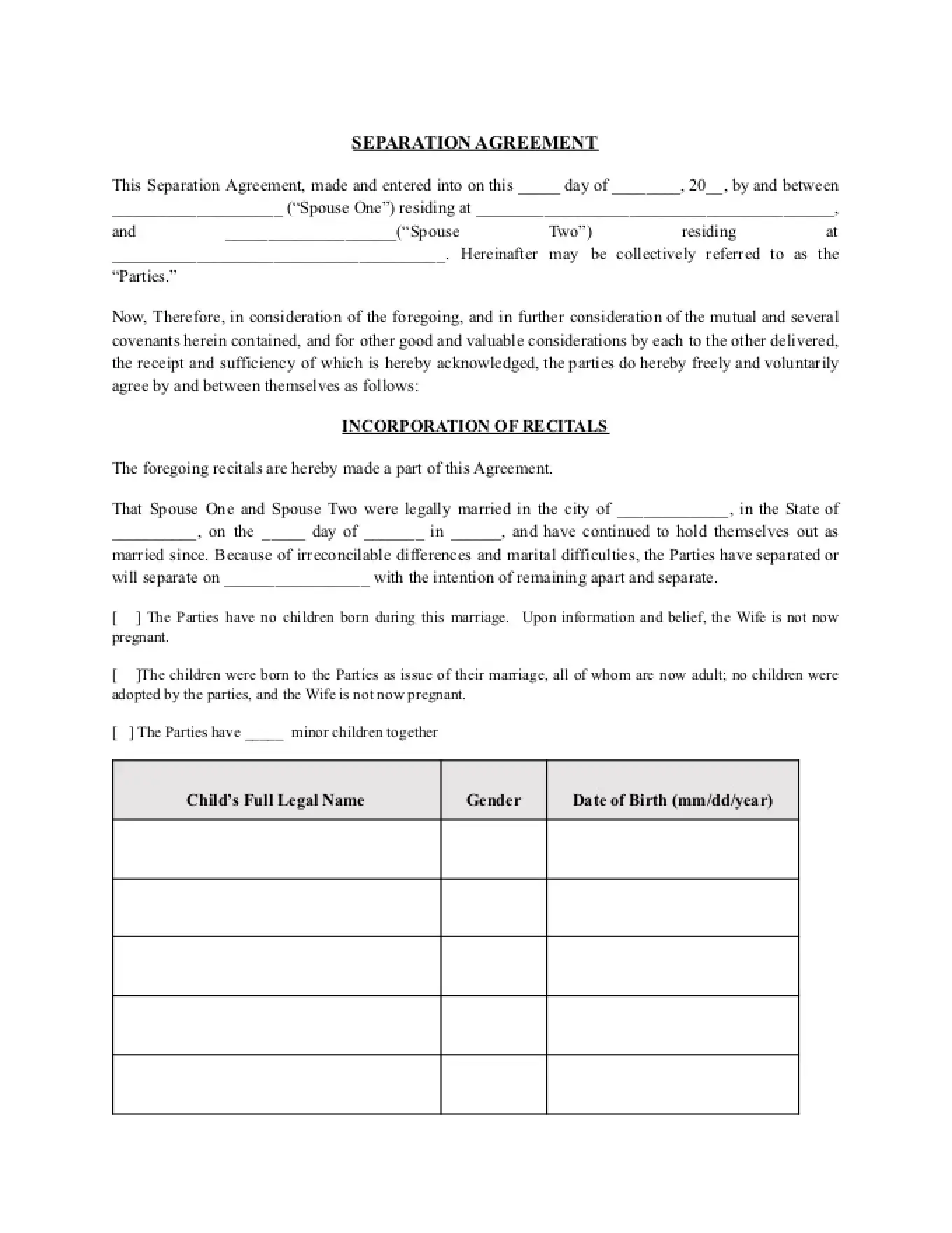 separation-agreement for Free Printable Legal Separation Papers Separation Agreement for Free Printable Legal Separation Papers